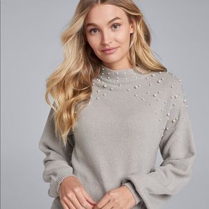 VENUS grey pearl detail sweater